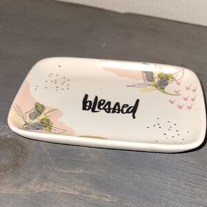 White Ceramic Tray with Floral Design